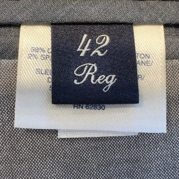 LANDS' END Mens 2 Piece Suit Blazer Jacket 42R Pant 34Wx31L Gray Stretch Cotton